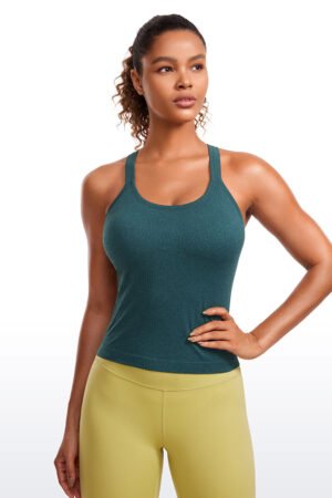 Seamless Racerback Built in Bra Ribbed Tank
