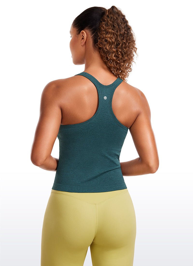 Seamless Racerback Built in Bra Ribbed Tank - Image 2