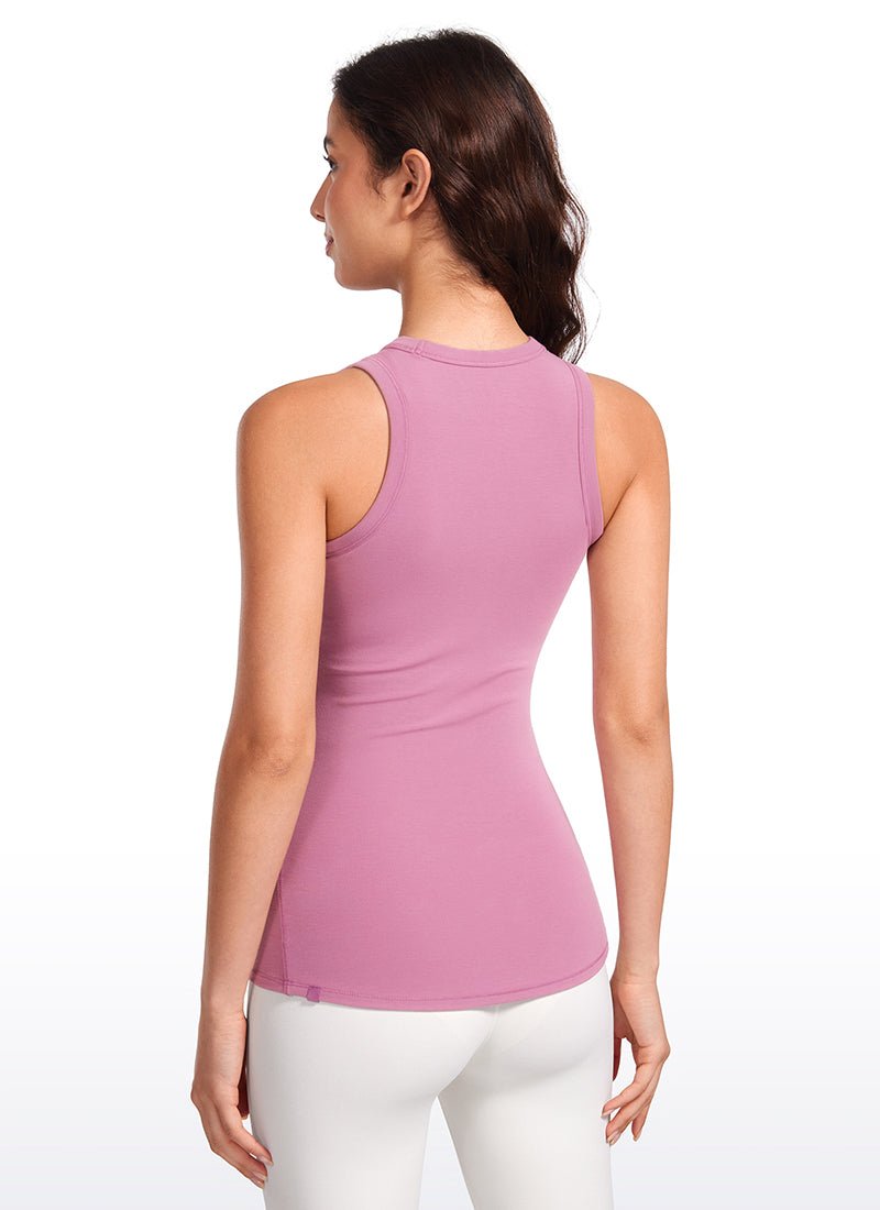Hip Length High Neck Ribbed Racerback Tank - Image 2