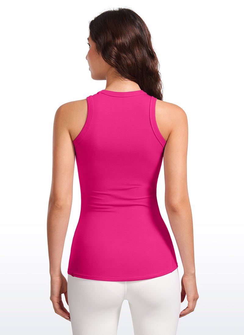 Hip Length High Neck Ribbed Racerback Tank - Image 10